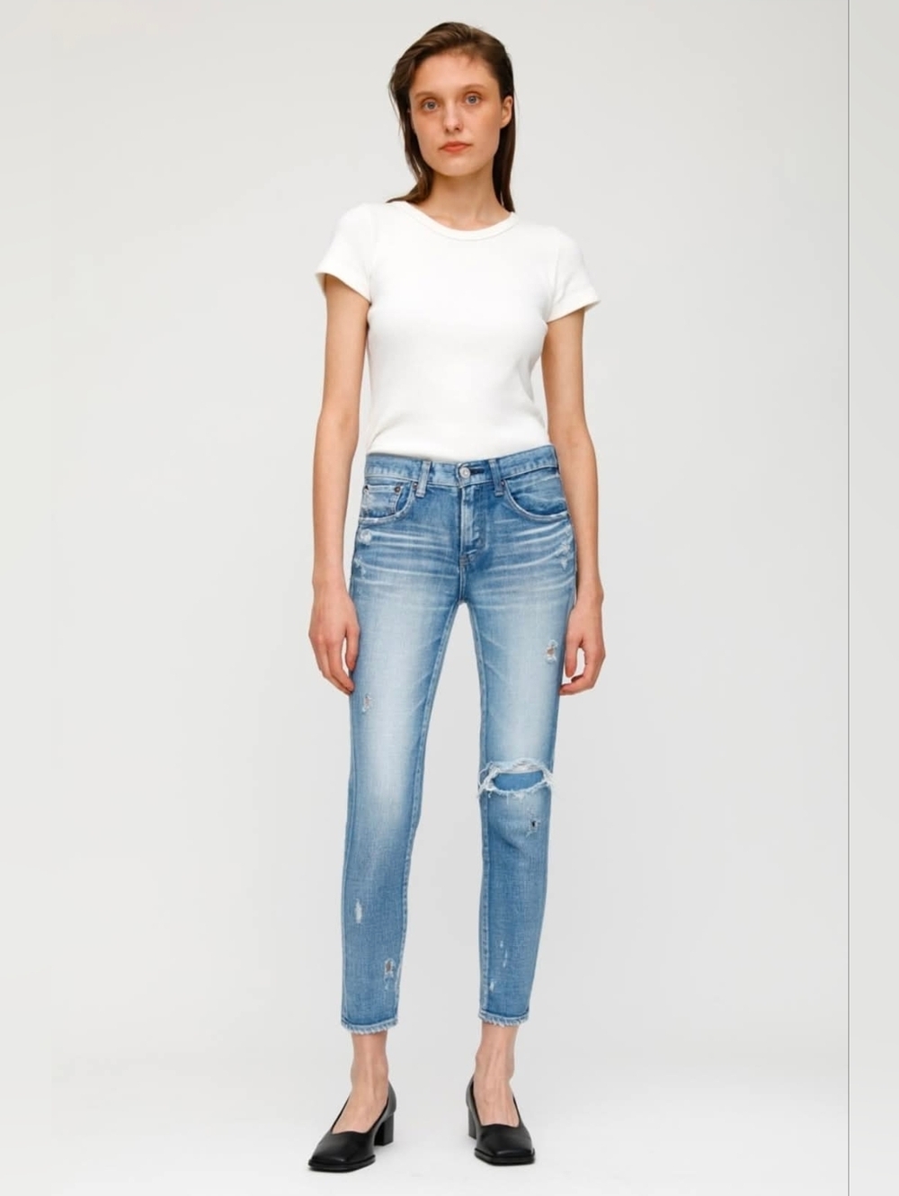 Moussy Vintage Lenwood Skinny Jeans Slim Size 27 Distressed Mid Rise Crop